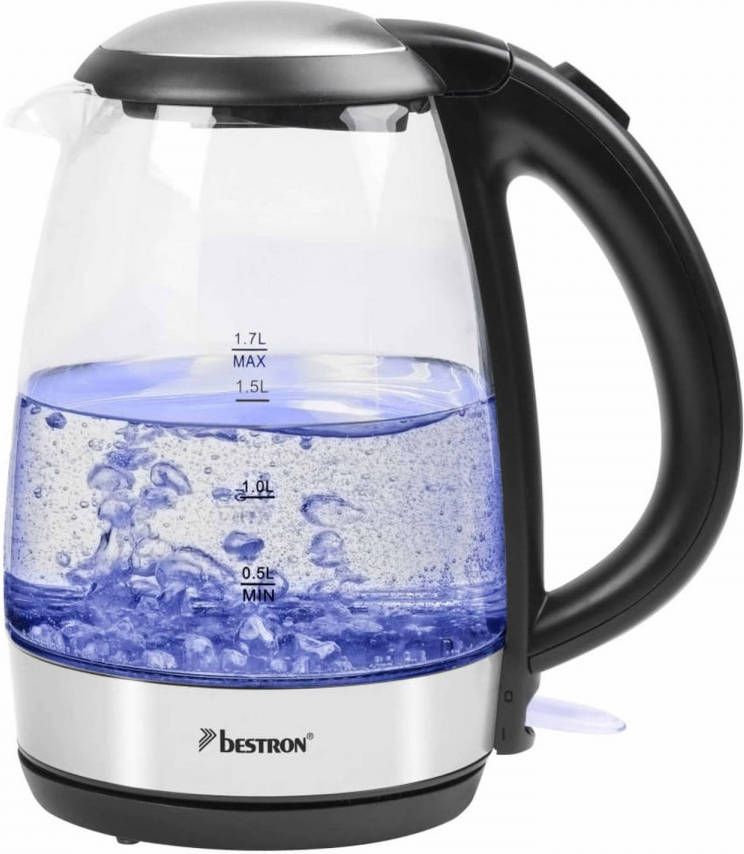 Bestron Waterkoker Digitaal Awk780g 2200 W 1, 7 L Glas Blauw