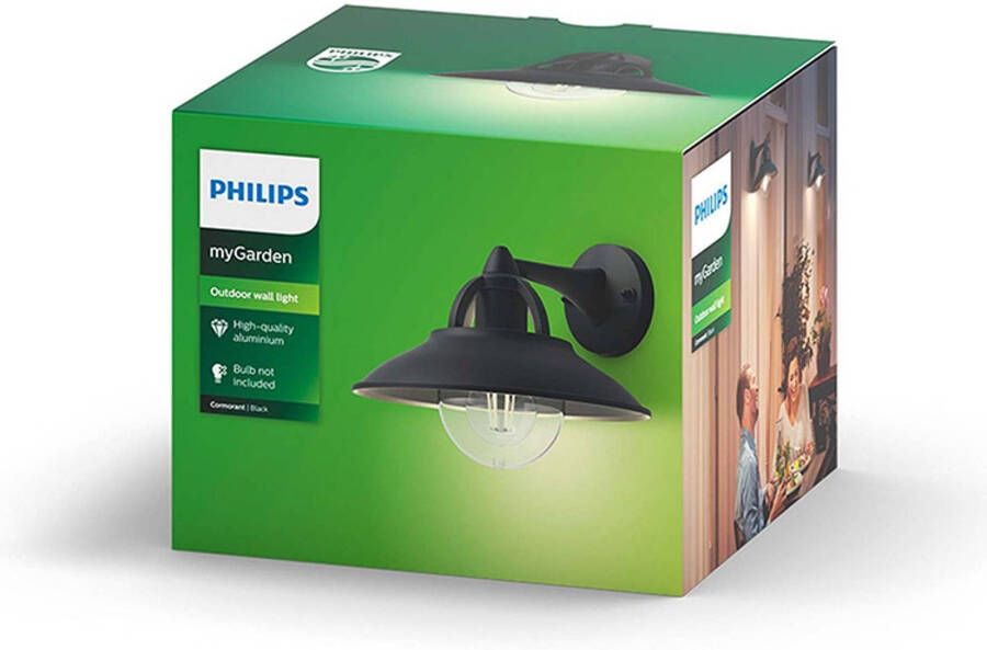 Philips myGarden Wandlamp Cormorant 1x42 W zwart 1738130PN
