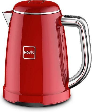 NOVIS Waterkoker KTC1 rood, 1, 6 l, met elektronische temperatuurinstelling, metalen behuizing